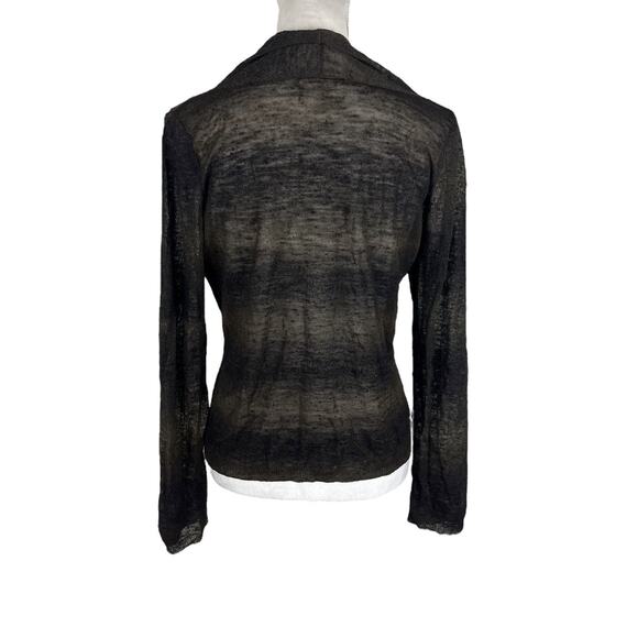 Mol Knits Linen Blend Brown Sweater Button Front Cowl Neck Sheer Size Medium - Picture 3 of 7